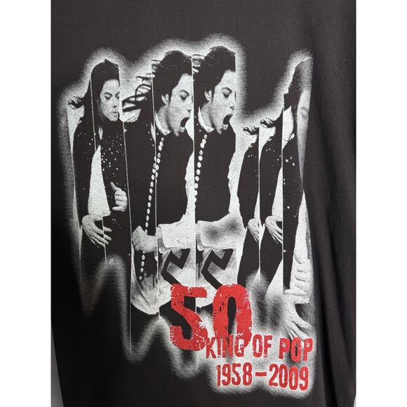 Vtg Michael Jackson King of Pop 1958-2009 Black Tee - Side Medium - Picture 3 of 4